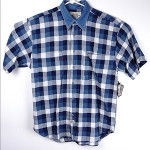 Vintage Gold Crest Bugle Boy Plaid Shirt XL